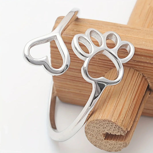 Handcrafted Adjustable Paw Print Heart