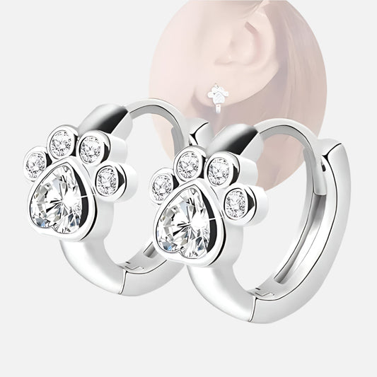 YUNA – Elegant Paw Huggie Hoops with Sparkling Zirconia for Stylish Accents