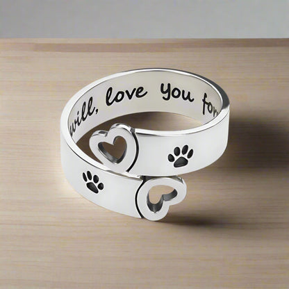 FAYAIE – Elegant Adjustable Paw & Heart Ring with Unique Twist Design Made of Durable Stainless Steel