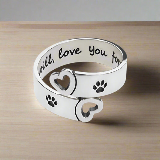 FAYAIE – Elegant Adjustable Paw & Heart Ring with Unique Twist Design Made of Durable Stainless Steel