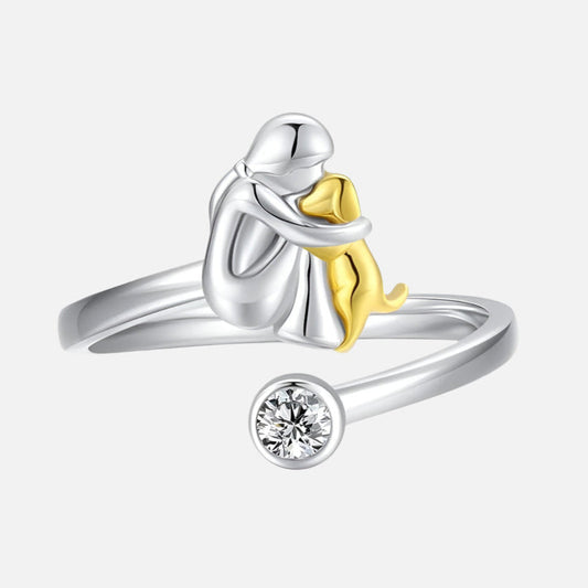 NAYELI – Elegant Adjustable Dog Ring made of 925 Sterling Silver with Sparkling Zirconia for Stylish Accents