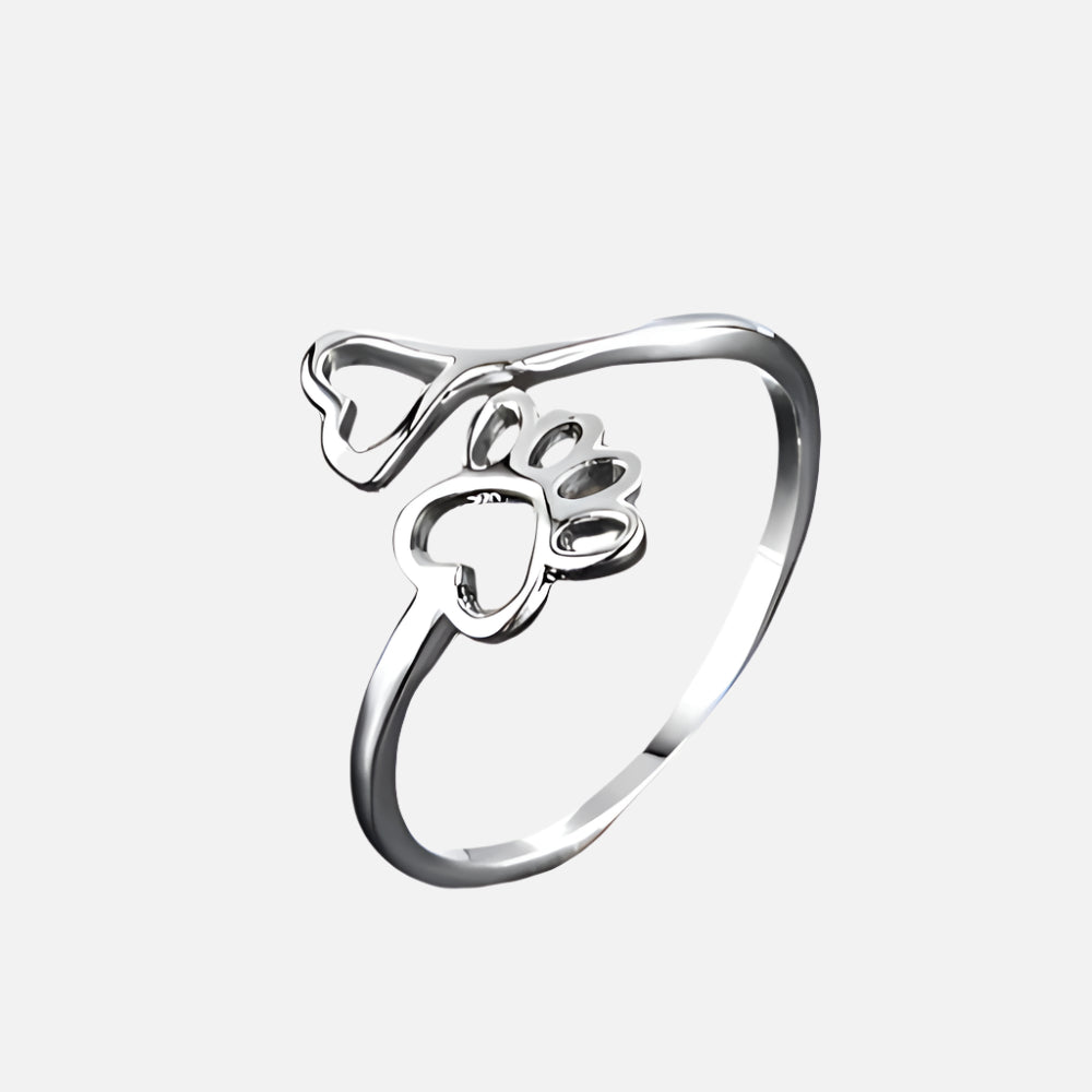 TILAIE – Flexible Stainless Steel Paw & Heart Ring for Stylish Comfort