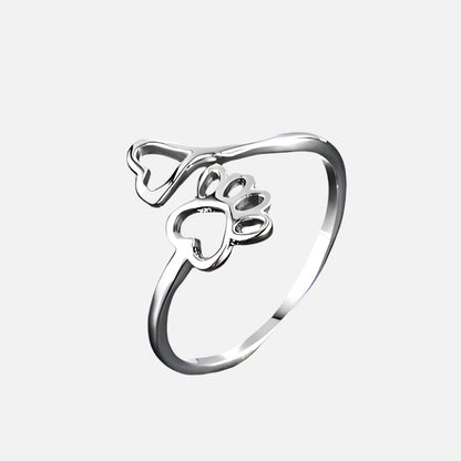 TILAIE – Flexible Stainless Steel Paw & Heart Ring for Stylish Comfort