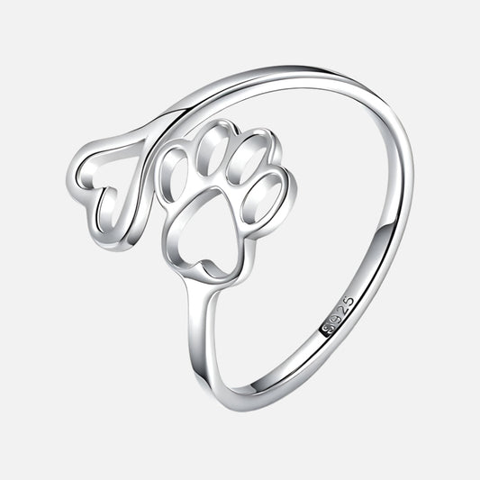 NIVI – Elegant Adjustable Paw Heart Ring Made of Handcrafted 925 Sterling Silver
