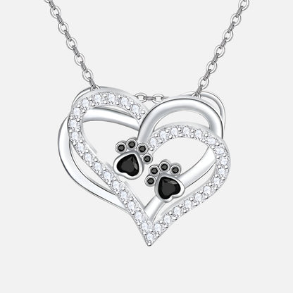 SINA – Charming Paw Heart Necklace with Sparkling Zirconia for Stylish Expression